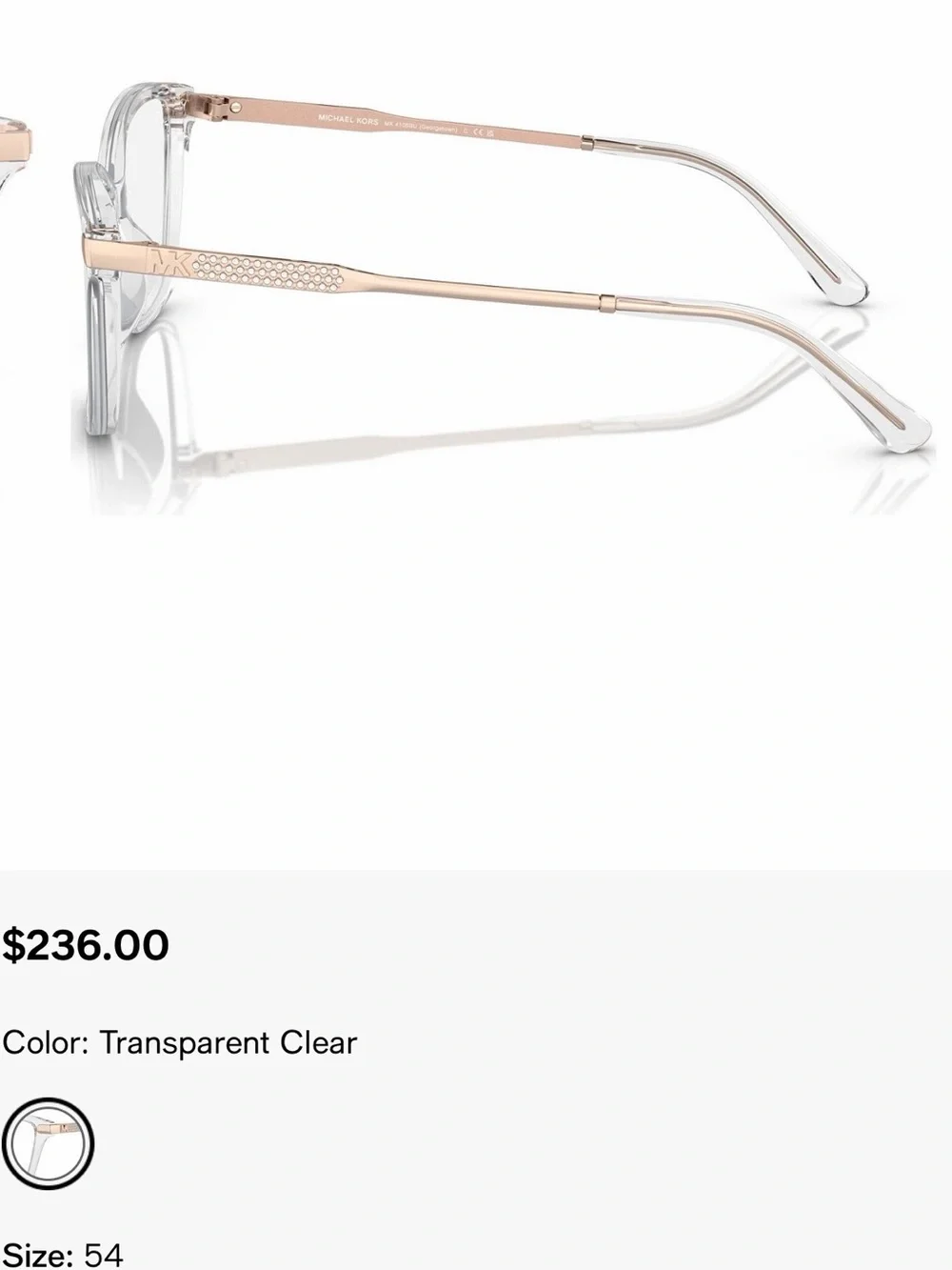 Clear Frame Women's Eyeglasses with Gold Temples